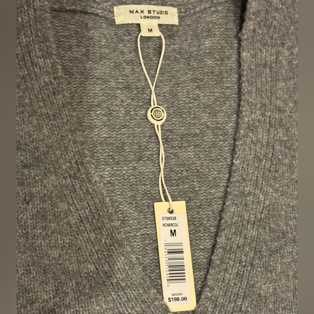 Max Studio Charcoal Cardigan Sweater - Picture 2 of 6